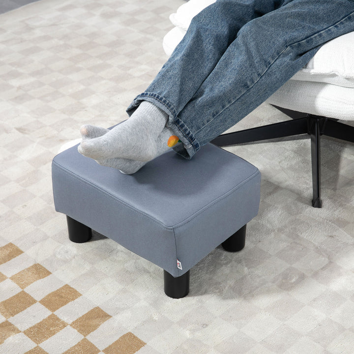 Microfiber Cloth Footstool, Small Foot Rest, Rectangle Sofa Stool for Bedroom Living Room, Grey