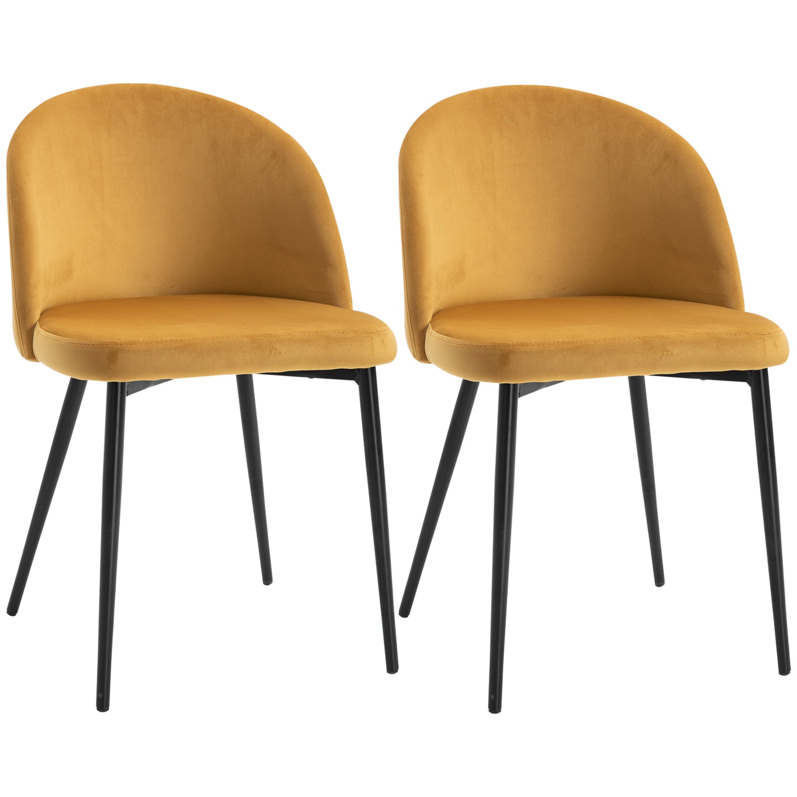 Dining Chairs Set of 2 Contemporary Design for Office Dining Kitchen with Soft Fabric Seat and Back Living Room, Yellow