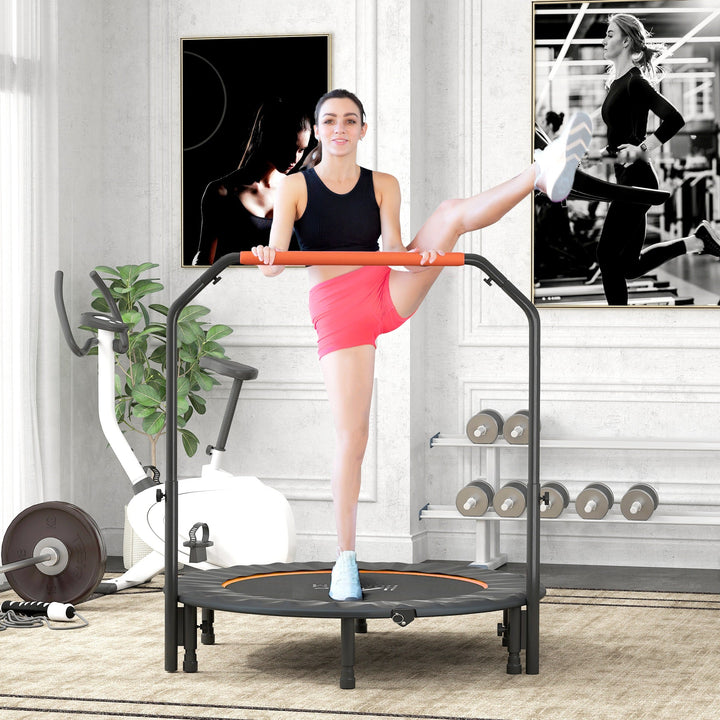 48" Foldable Mini Fitness Trampoline, with Adjustable Foam Handle
