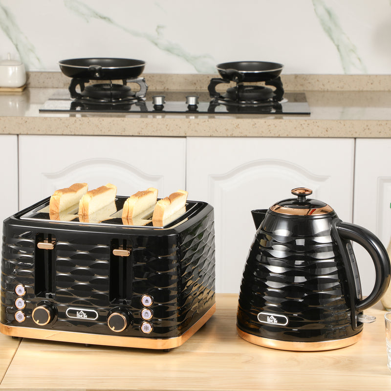 Four-Slice Rippled Toaster - Black