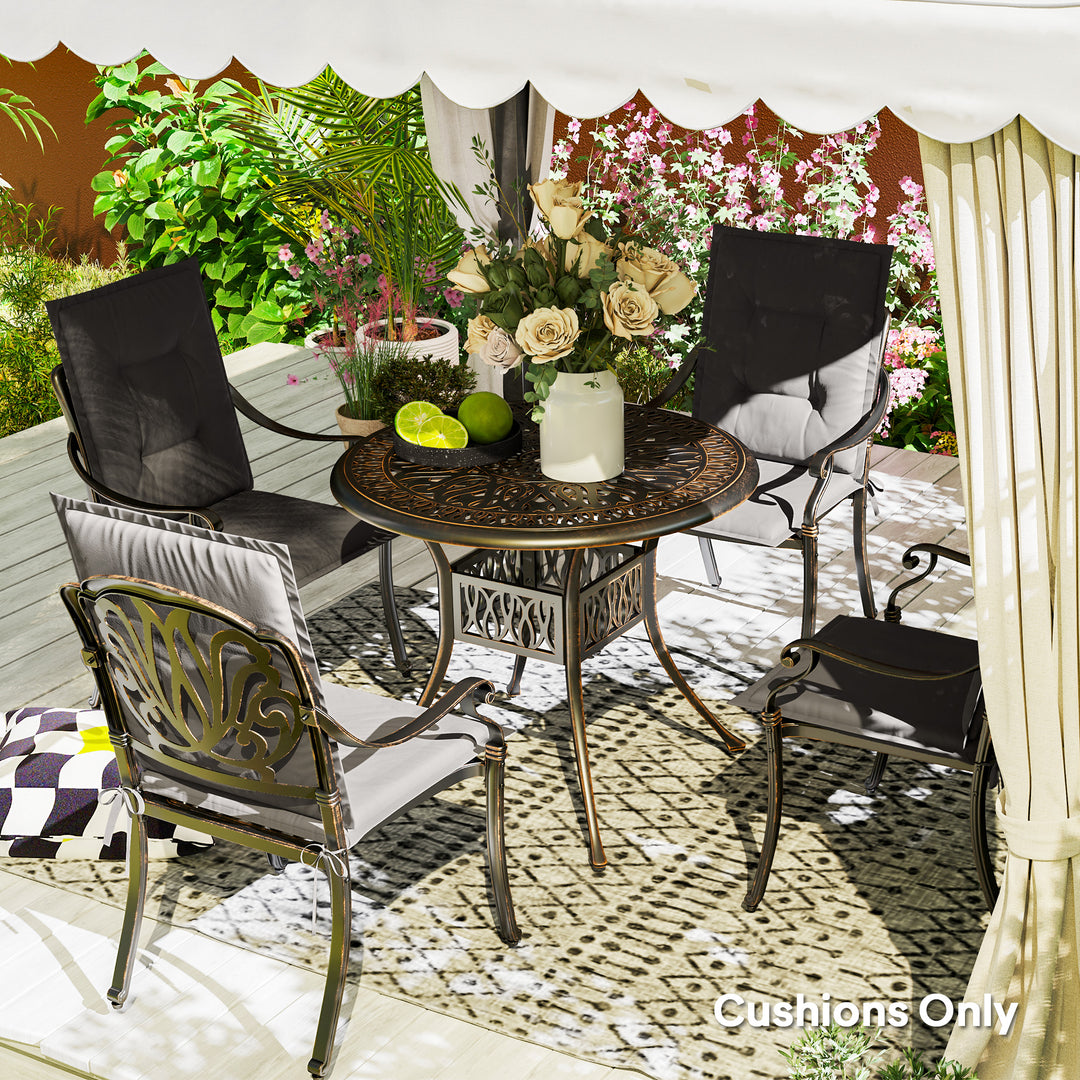 Set of Four Padded Garden Seat Cushions - Charcoal Grey