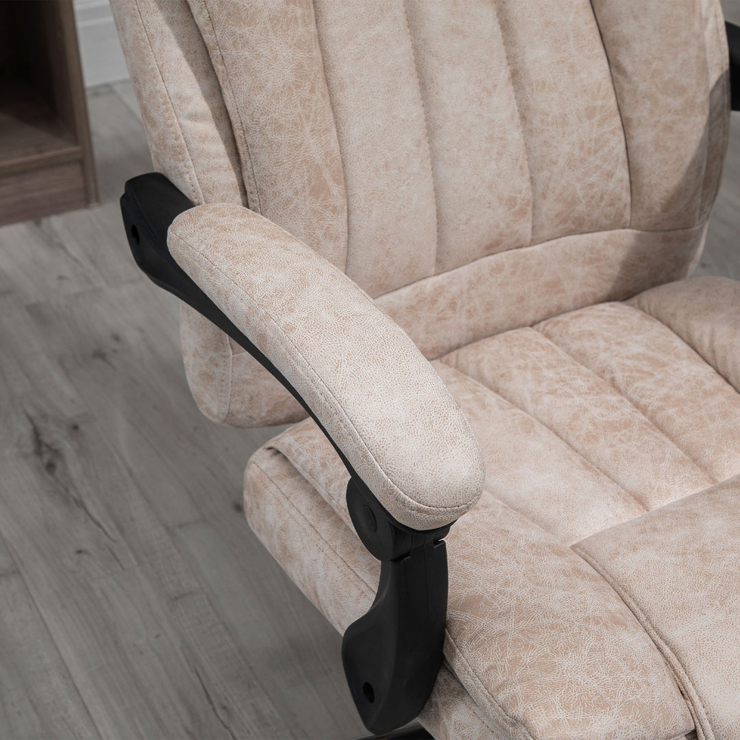 Home Office Chair Microfibre Desk Chair with Reclining Function Armrests Swivel Wheels Footrest Beige