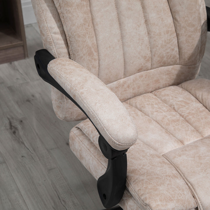 Home Office Chair Microfibre Desk Chair with Reclining Function Armrests Swivel Wheels Footrest Beige