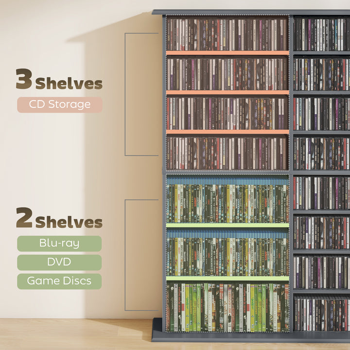 16-Compartment Media Shelf - Grey