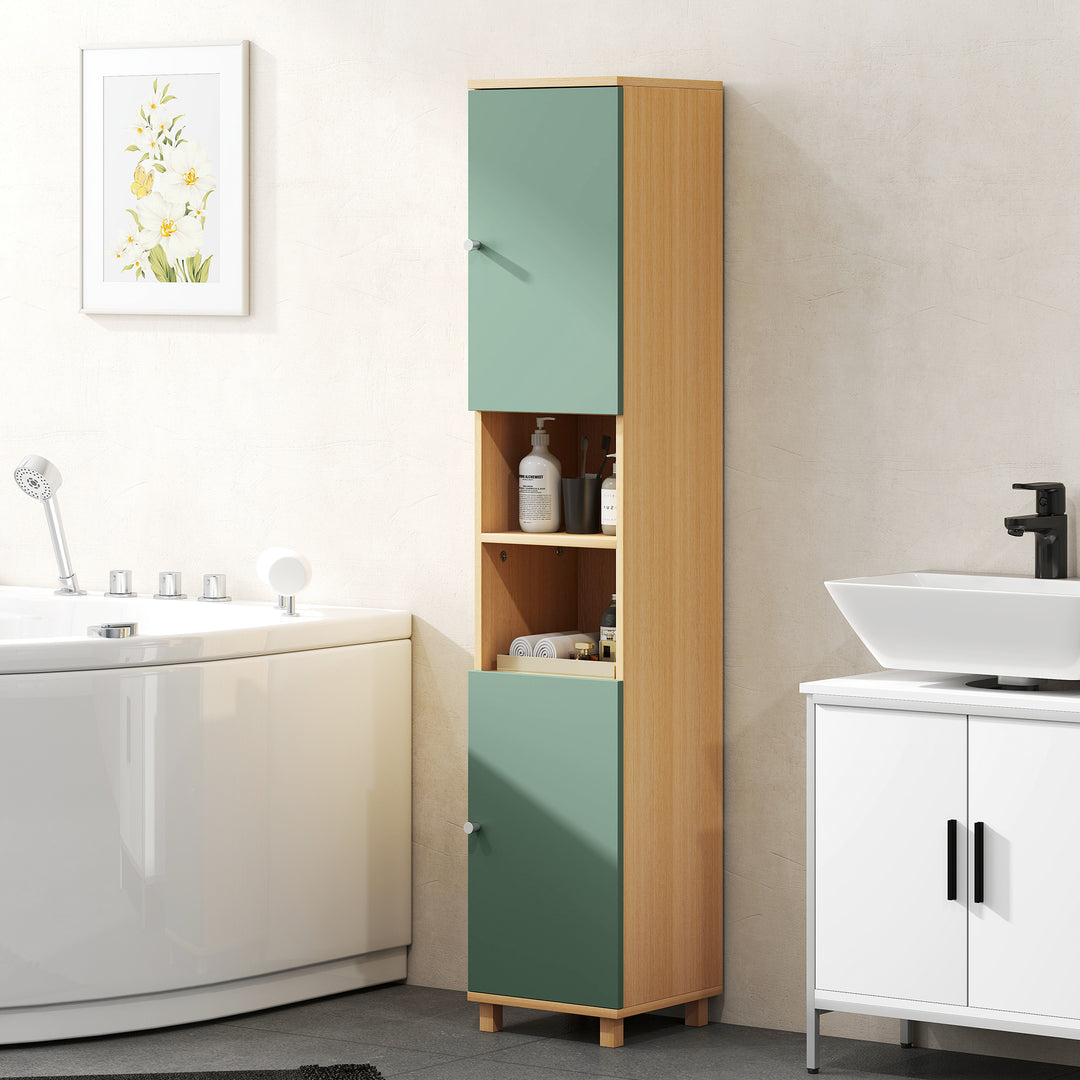 MCL Bathroom Cabinet with Adjustable Shelves and Open Shelves - Green