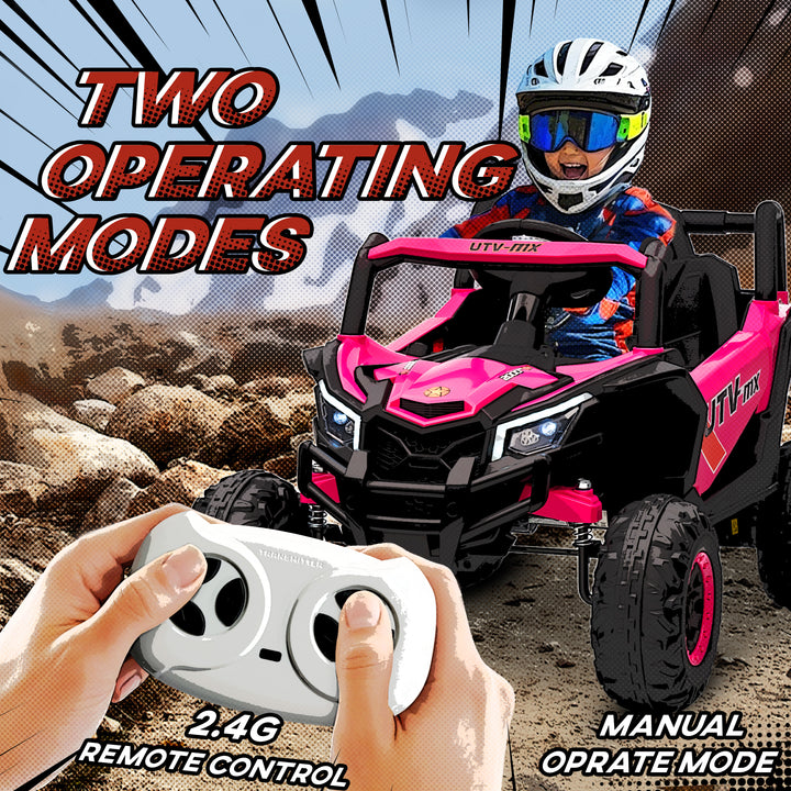 AIYAPLAY 12V Kids Ride On Car with Remote Control, Kids Electric Car with Suspension System, Music, for Kids 3-5 Years, Pink