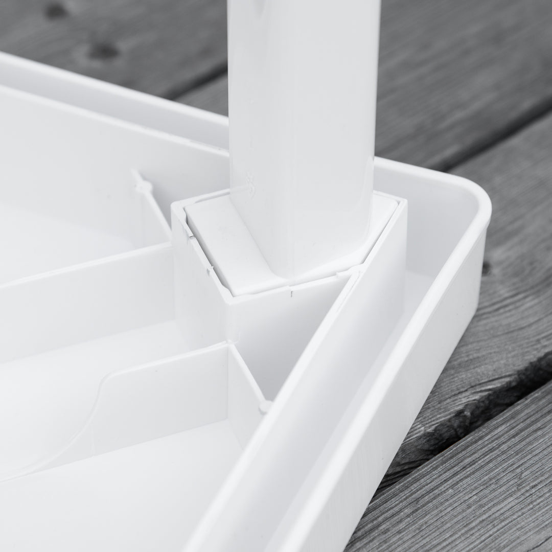 Garden Side Table Plastic Outdoor Square Coffee End Table for Drink Snack, White