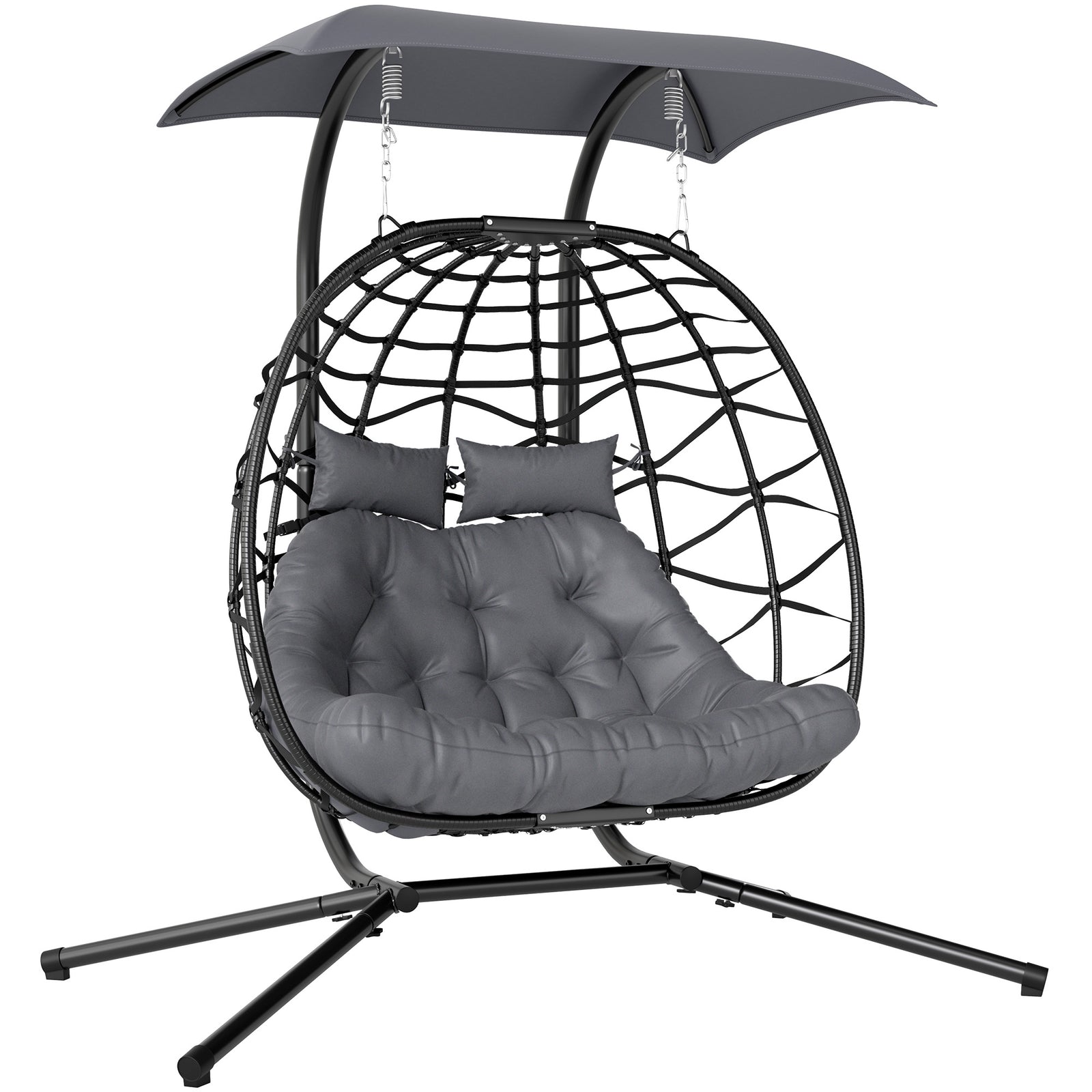 Two-Seater Rattan Egg Chair - Black