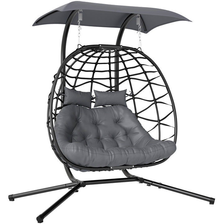 Two-Seater Rattan Egg Chair - Black