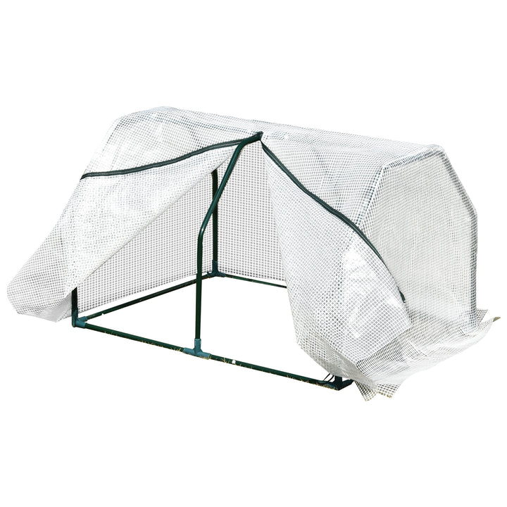 Outsunny Portable Greenhouse Oasis: Mini Metal Frame with PVC Cover, Zippered Access, 99x71x60cm, White | Aosom UK