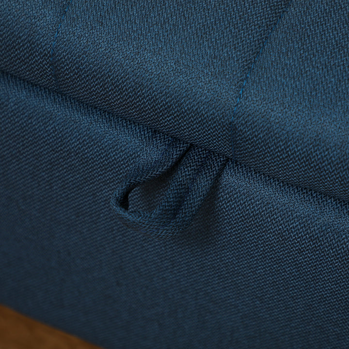 92 x 31cm Linen-Look Storage Ottoman - Dark Blue