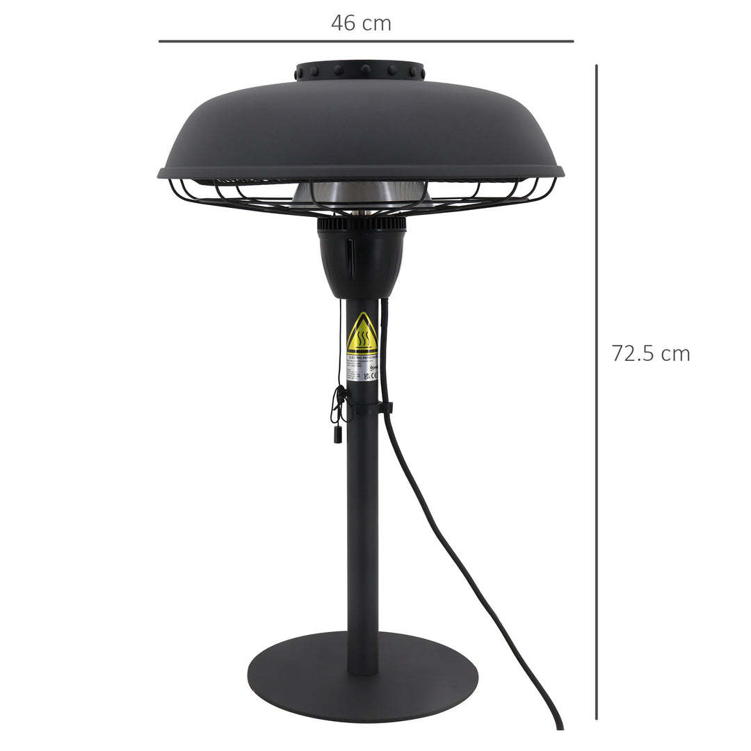 Outsunny Electric Table Top Patio Heater 2.1kW, Infrared with 3 Heat Settings, Pull Switch, IP44, Black