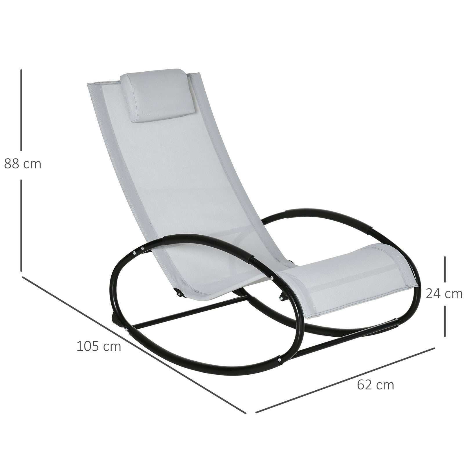 Outdoor Rocking Chair Sun Lounger Recliner Rocker with Texteline Fabri