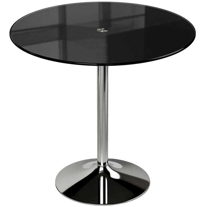 Round Bar Table, Modern Dining Table with Tempered Glass Top and Steel