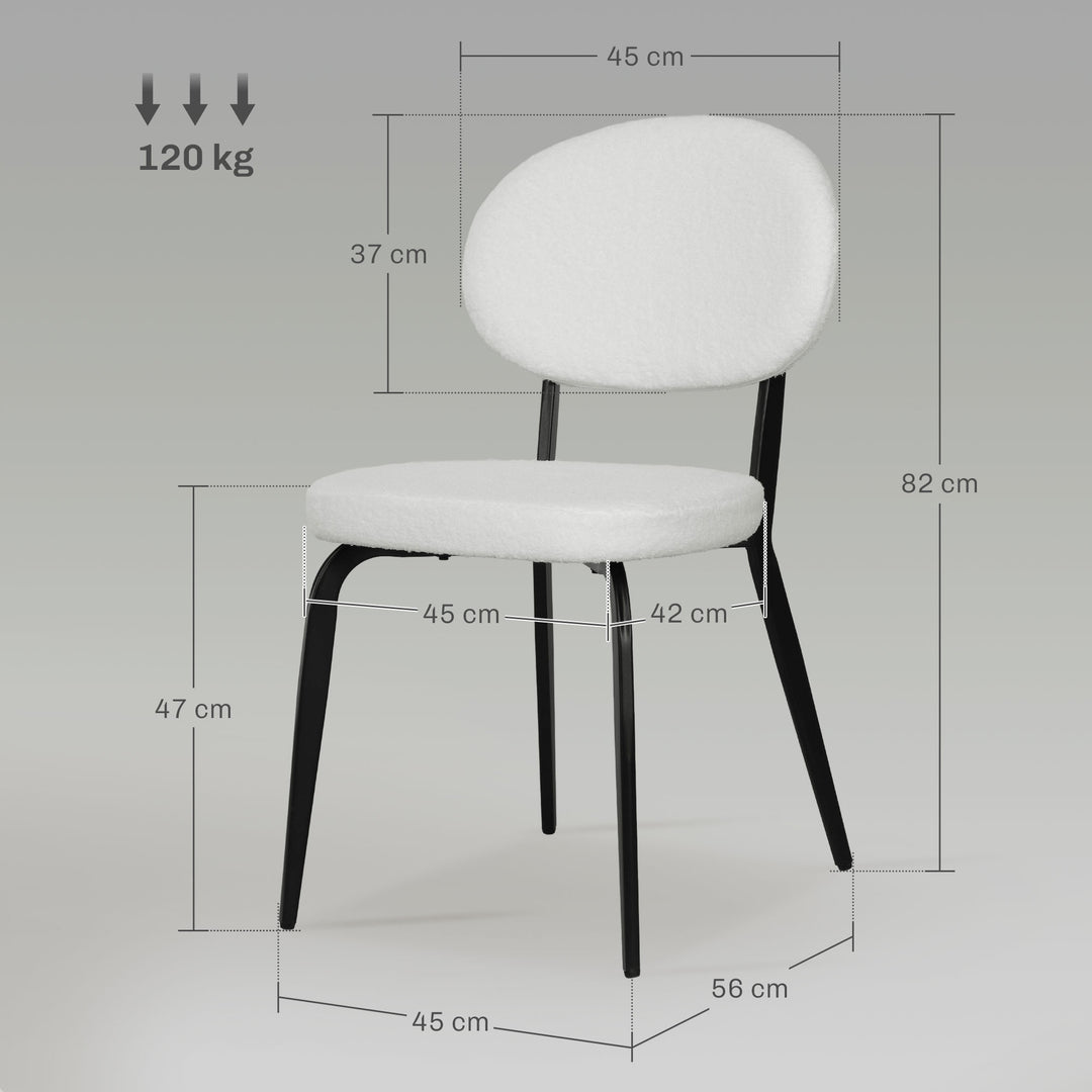 Set of Four Boucle Dining Chairs - White