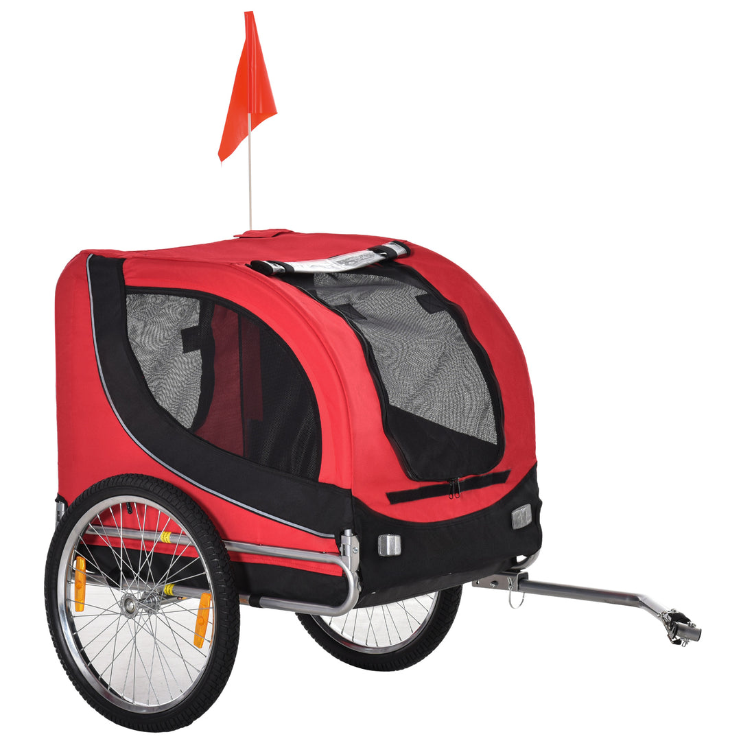 MCL Steel Dog Bike Trailer Pet Cart Carrier for Bicycle Kit Water Resistant with Hitch Coupler Travel Black and Red