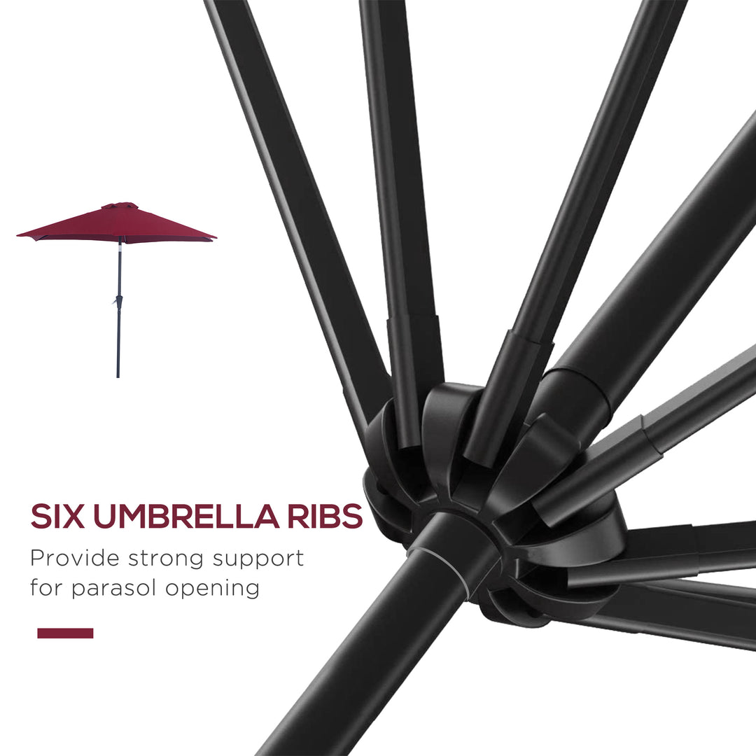 2.6M Garden Parasol Umbrella with Tilt and Crank, Outdoor Sun Parasol Sunshade Shelter with Aluminium Frame, Wine Red