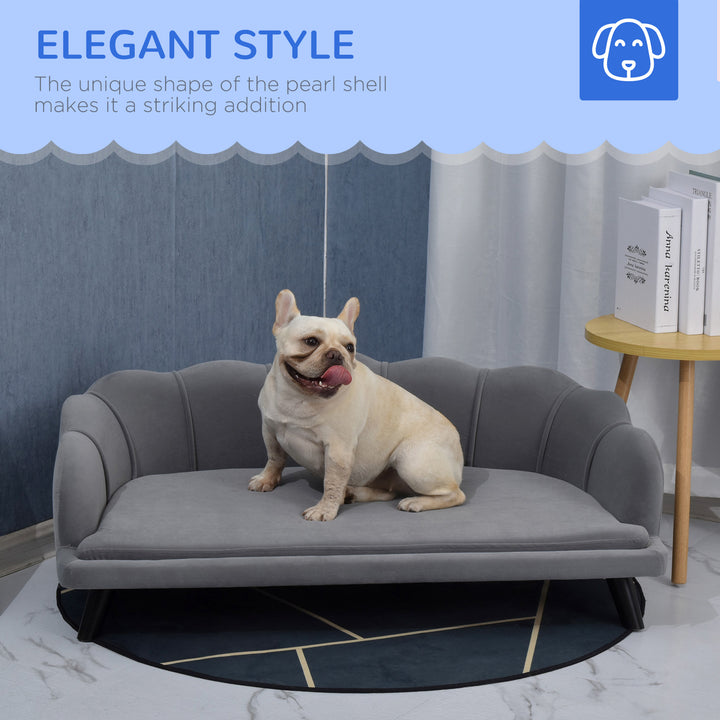 Dog Sofa, Pet Couch Bed for Medium, Large Dogs, with Legs, Cushion - Grey