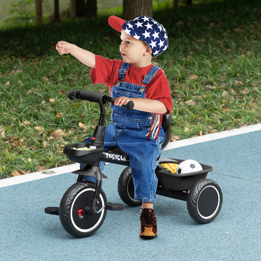 AIYAPLAY Kids Trike for 2-5 Years with Adjustable Seat, Pedal, Baskets