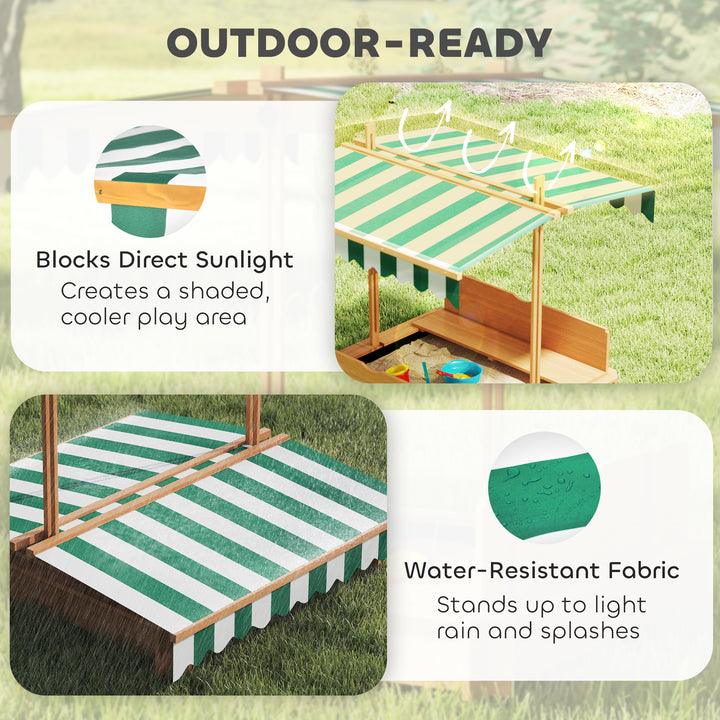 Kids Square Wooden Sandpit, Children Sandbox Outdoor Playset