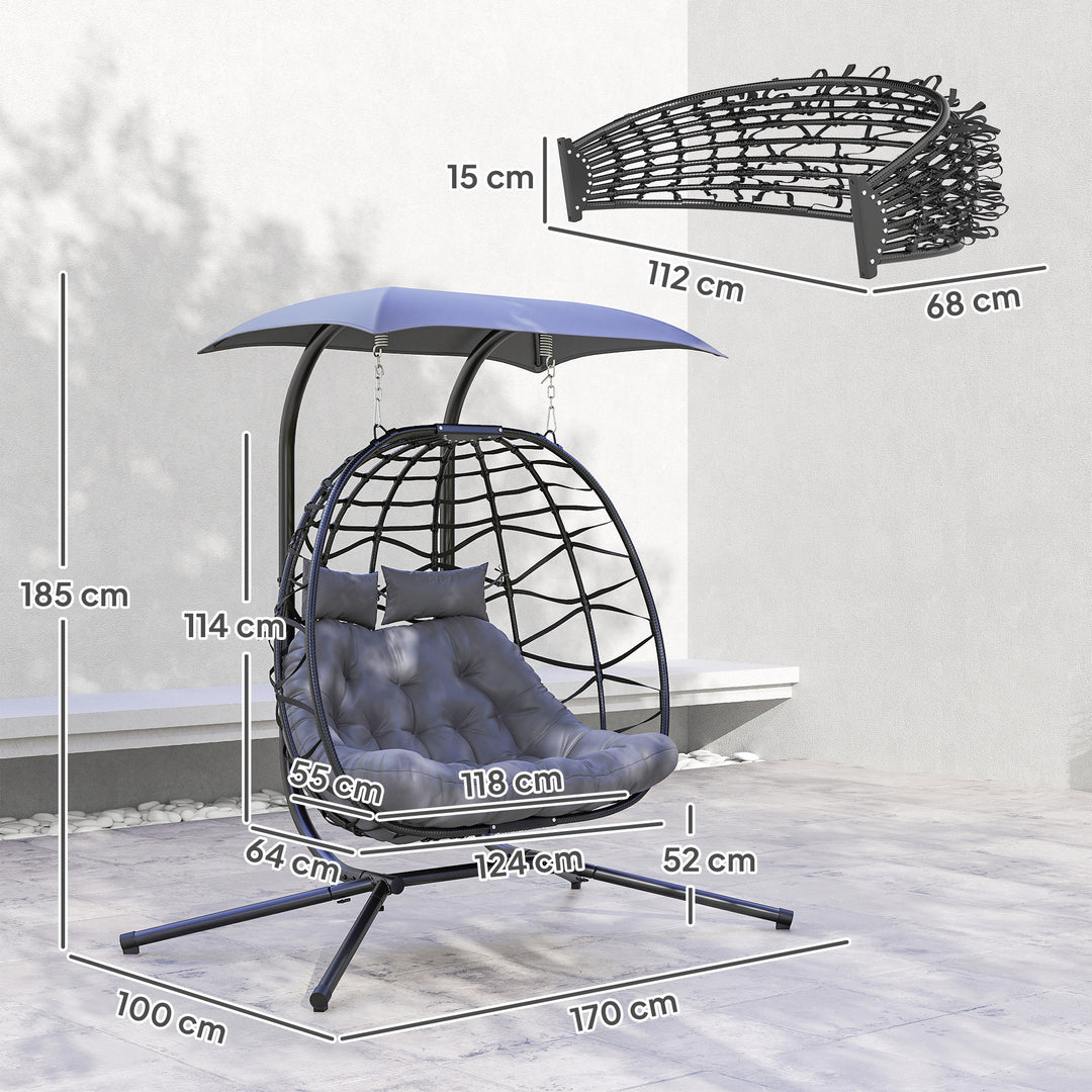 Two-Seater Rattan Egg Chair - Black