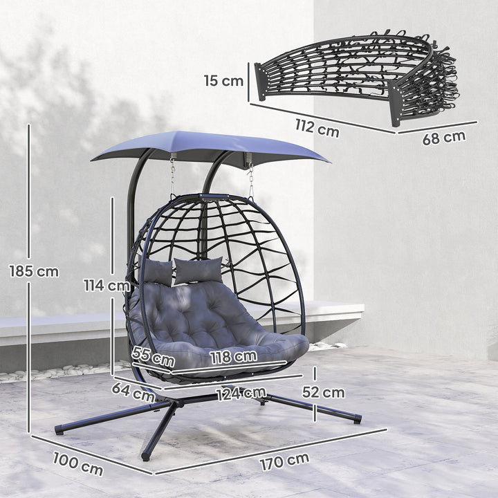 Two-Seater Rattan Egg Chair - Black