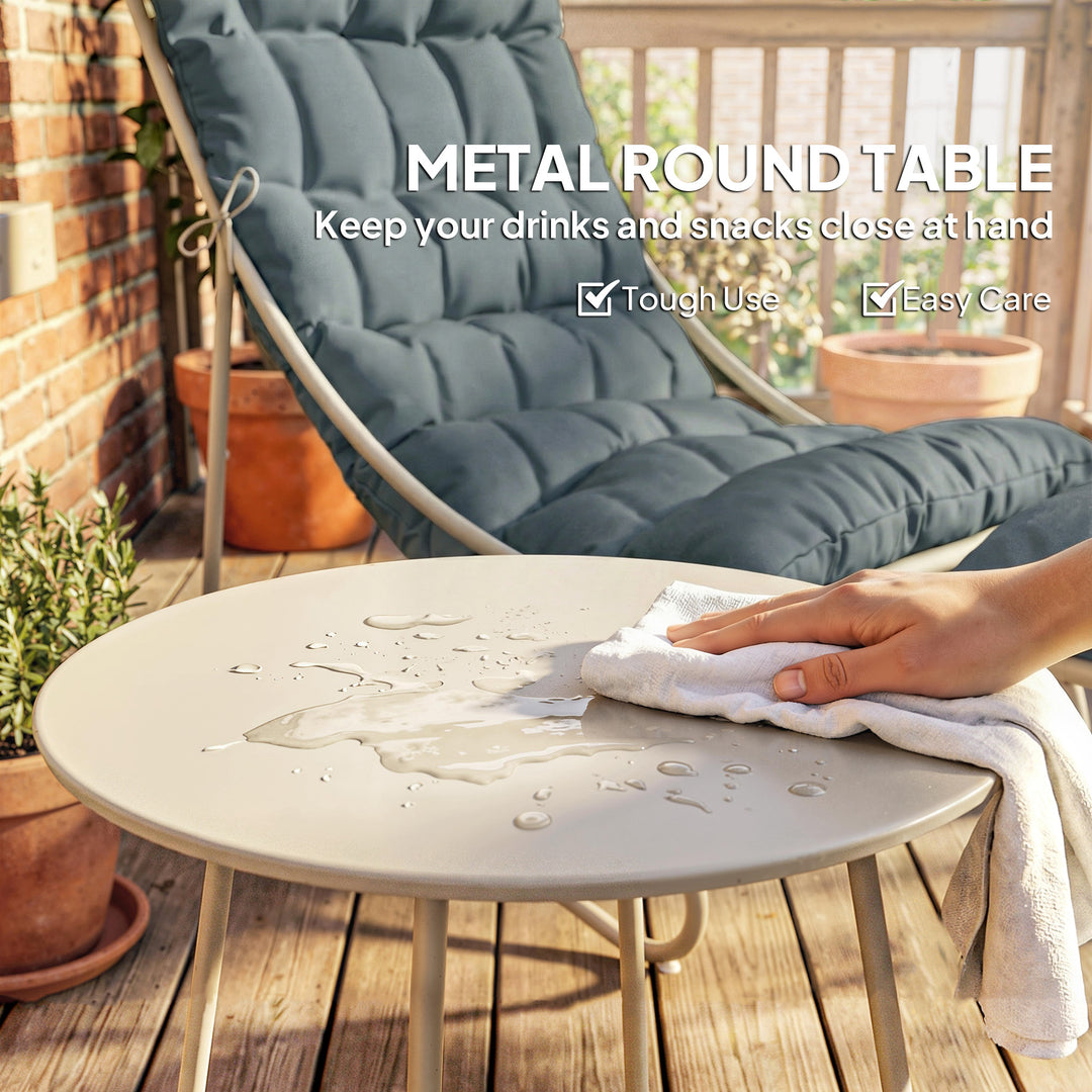 Bistro Set for Garden, 3 Piece Outdoor Table and Chair with Footstool 