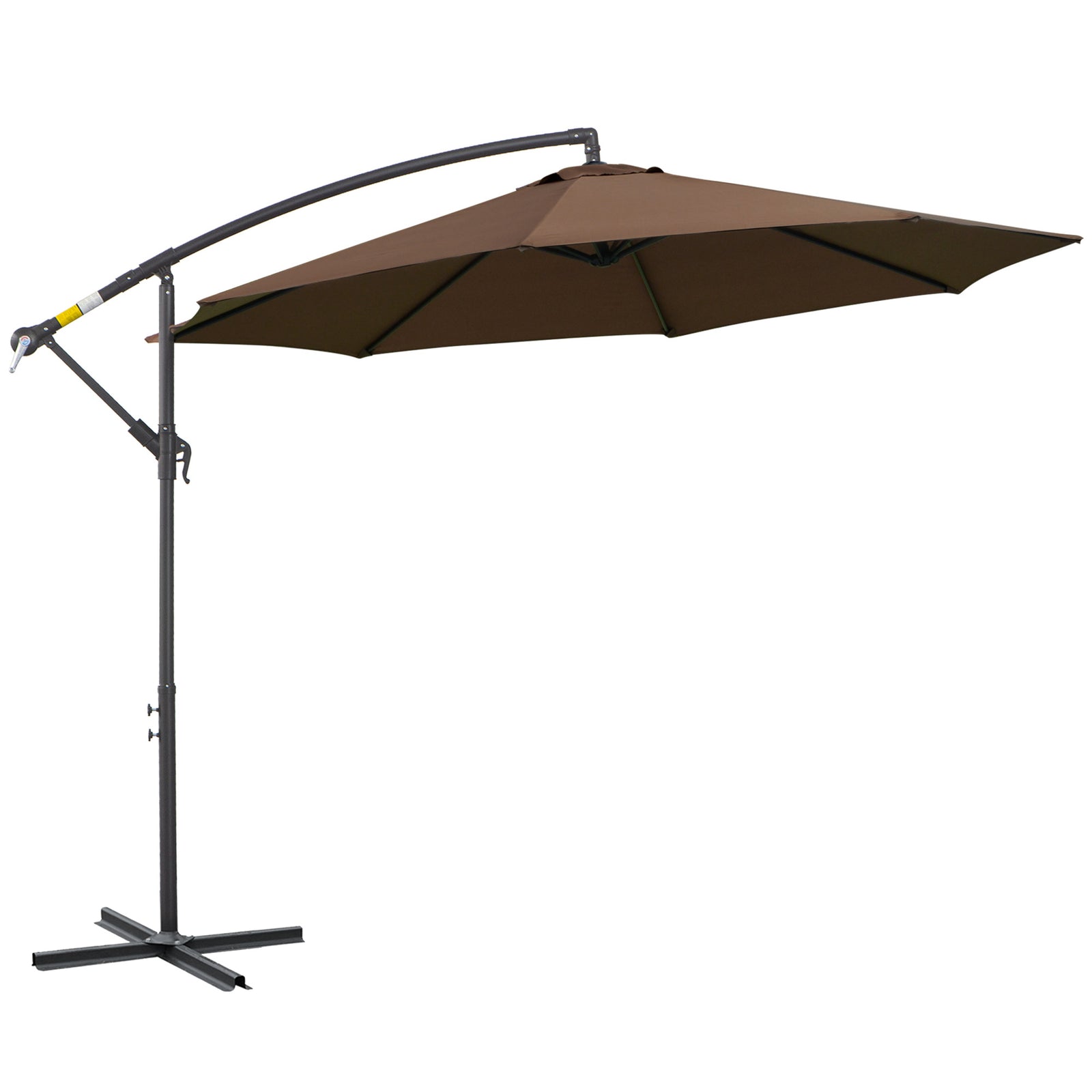 2.45m Overhanging Cantilever Parasol, Heavy Duty Waterproof Garden Umbrella with Cross Base, Brown