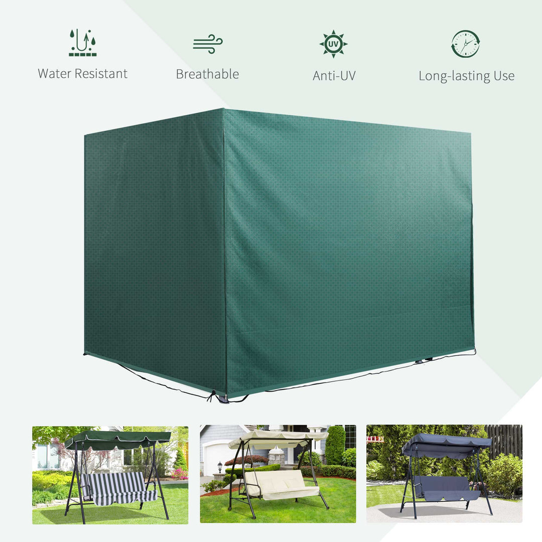 Patio 3 Seater Swing Chair Bench Cover Outdoor Garden Furniture Rain Protection Cover Protector Waterproof Anti-UV, 215L x 155W x 150Hcm, Dark Green
