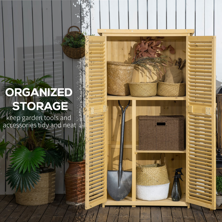 87 x 47 x 160cm Wooden Garden Shed, Sheds & Outdoor Storage with Asphalt Roof and 2 Lockable Doors, Natural