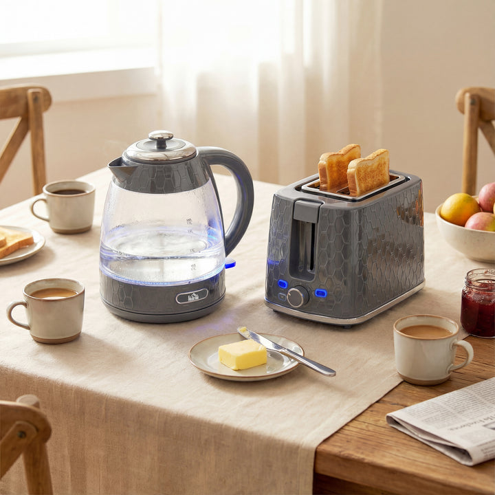 Kettle and Toaster Set, 1.7L 3000W Rapid Kettle with Limescale Filter, 2 Slice Toaster with 7 Browning Controls