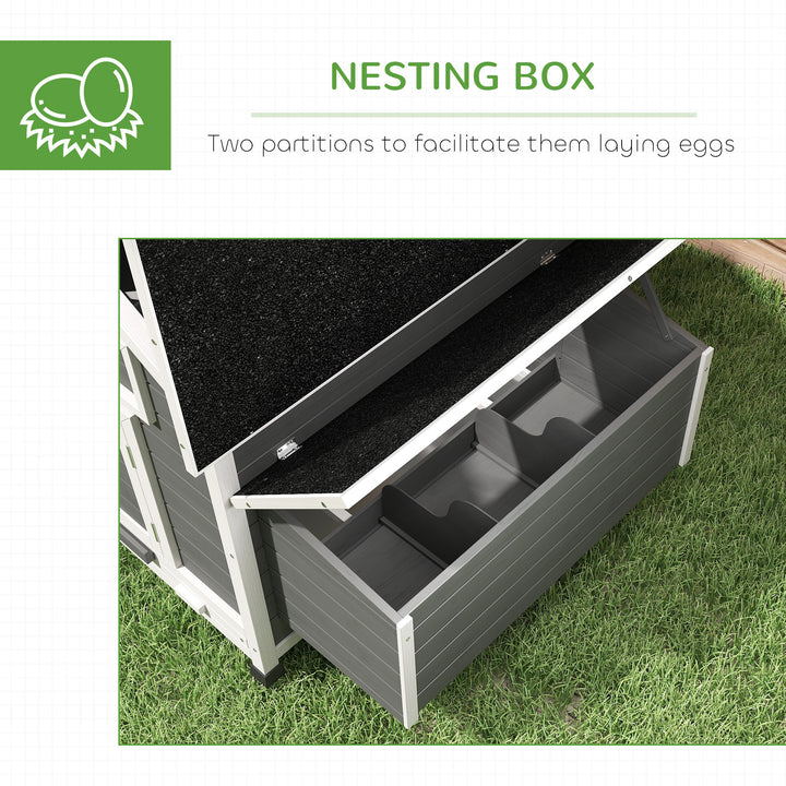 Chicken Coop, Wooden Outdoor Hen House with Nesting Box, Openable Wate
