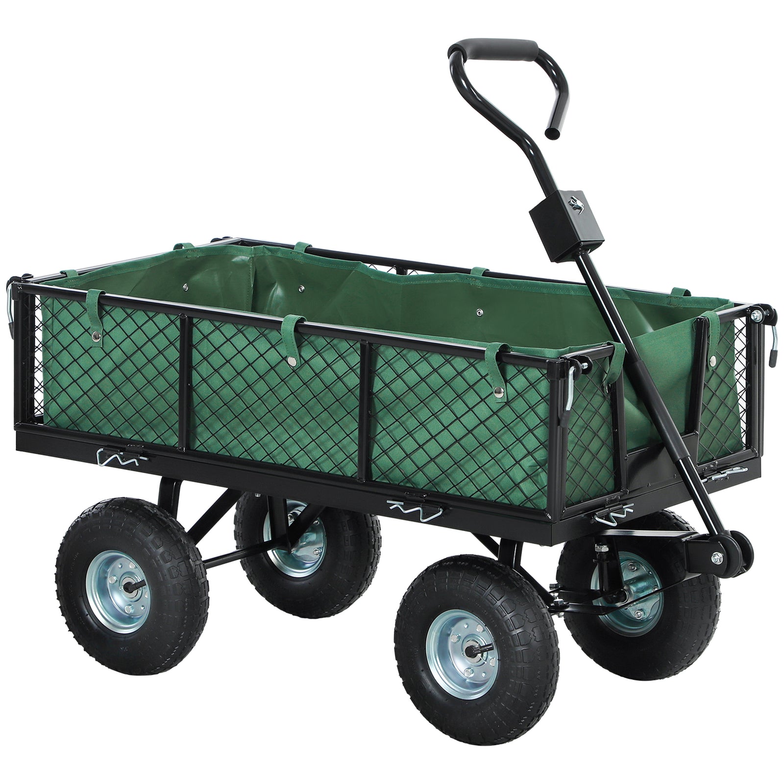 114L Steel Frame Garden Cart Trolley - Green