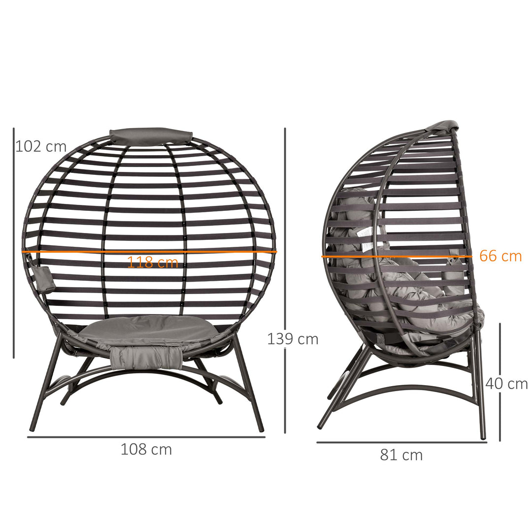 Egg Chair with Cushion & Side Pocket - Brown
