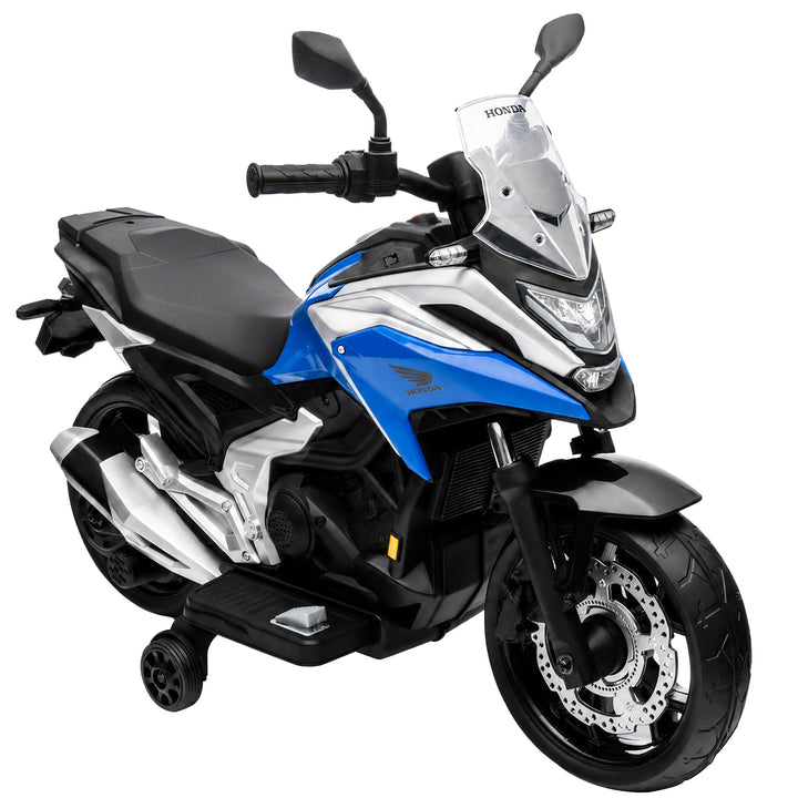 AIYAPLAY 12V Honda Licensed Kids Electric Motorbike w/ Music, Headlights, Early Education Function, for Ages 3-6 Years - Blue