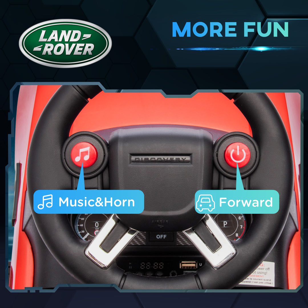 AIYAPLAY 2-in-1 Land Rover Licensed 6V Kids Electric Ride On Car, Sliding Car w/ Headlights, Music, for 18-60 Months, Red