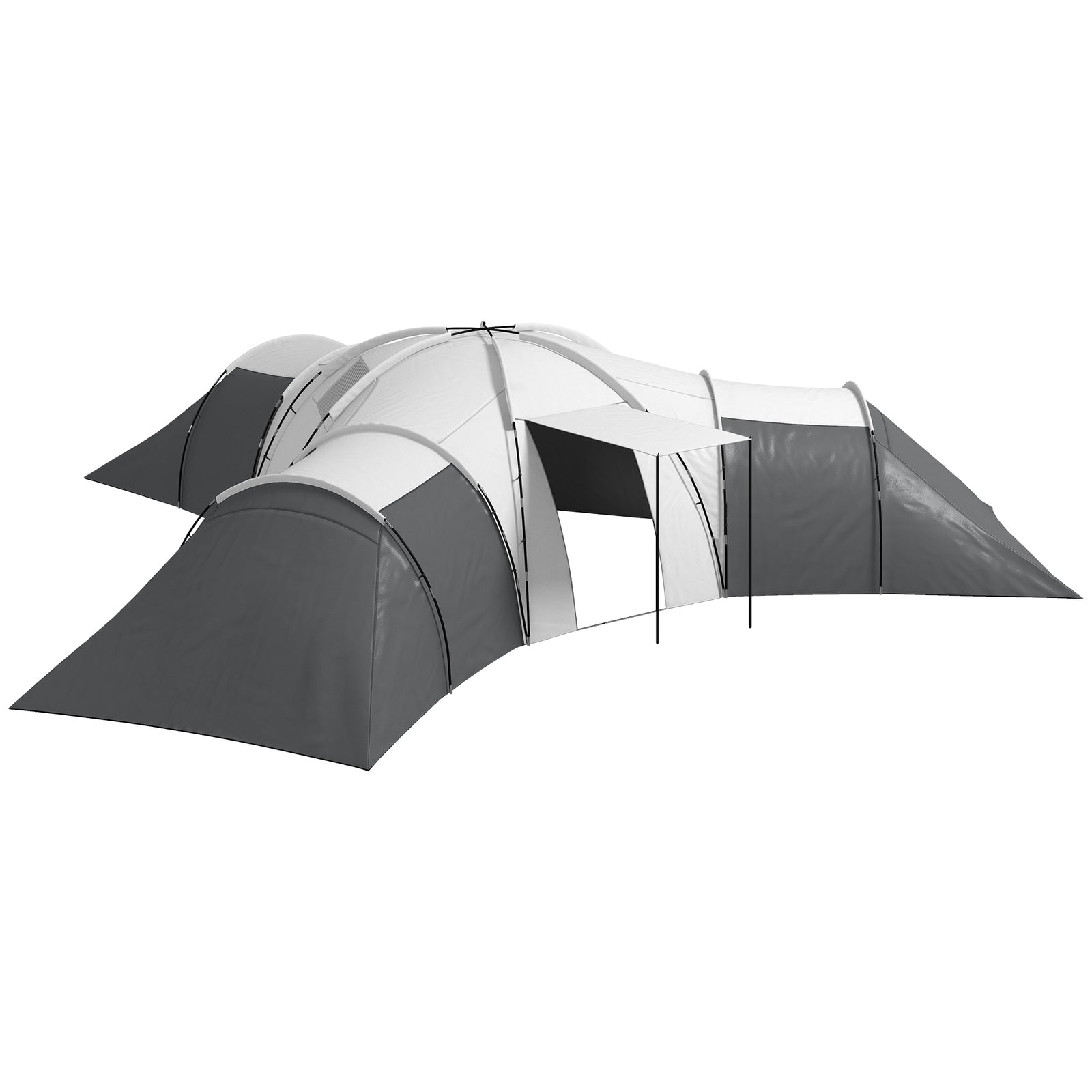 6-9 Man Tent with Bedrooms and Living Room, Accessories Included, Dark Grey