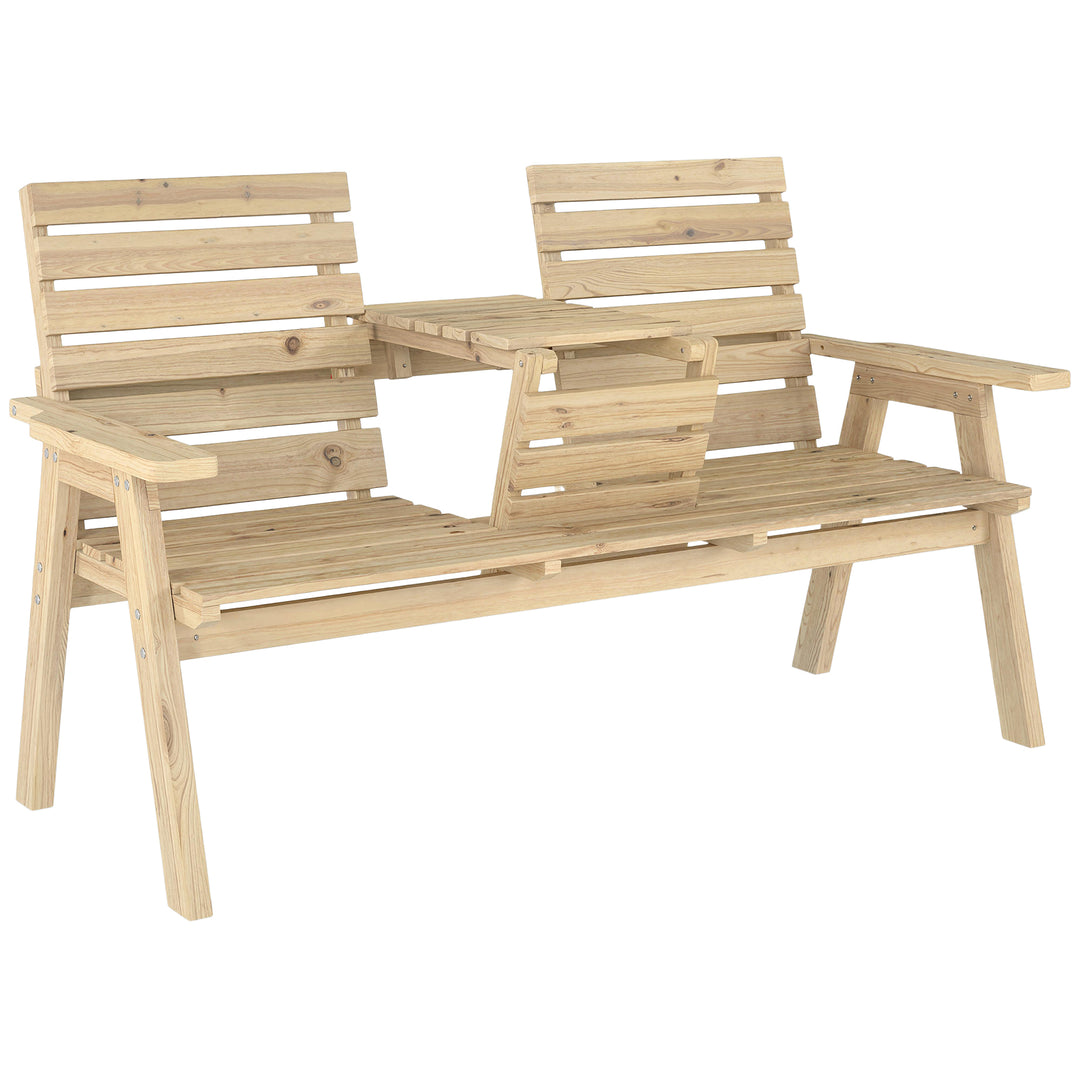 Fir Wood Convertible 2 to 3 Seater Outdoor Garden Bench, Natural Wood 