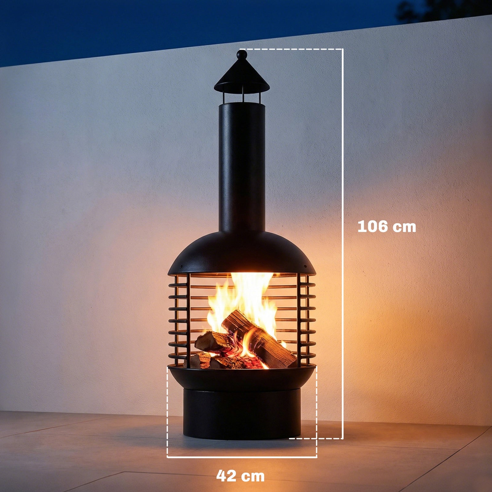 Chimney Fire Pit, Portable Wood Burning Firepit with Poker, Charcoal G