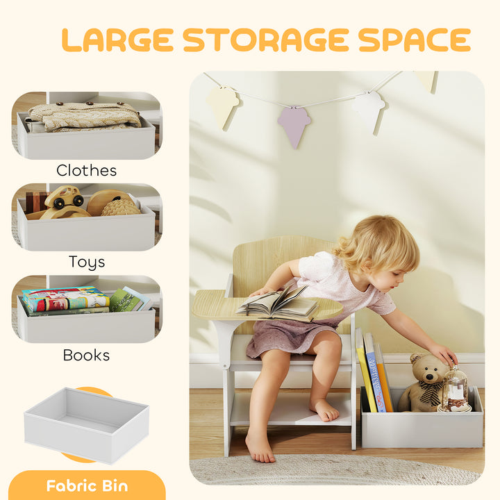 Kids Table and Chair Set, Children Desk and Chair with Storage Bins for Playing, Reading, Painting, for Ages 3-5
