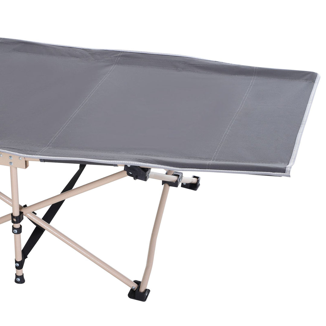 Single Steel Frame Portable Camping Cot, with Carry Bag - Grey