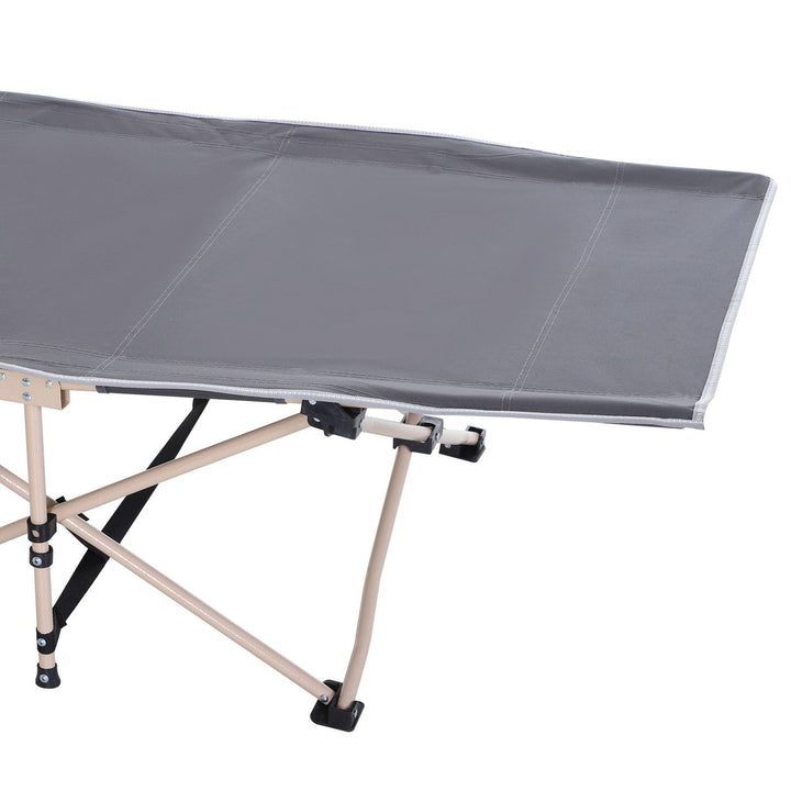 Single Steel Frame Portable Camping Cot, with Carry Bag - Grey