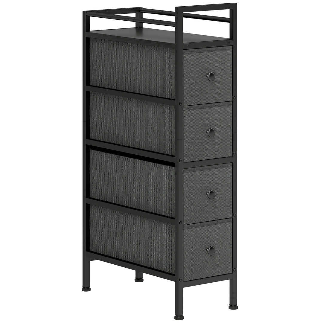 4 Drawer Fabric Dresser Chest of Drawers, Slim Storage Cabinet with Steel Frame for Small Spaces, Bedroom