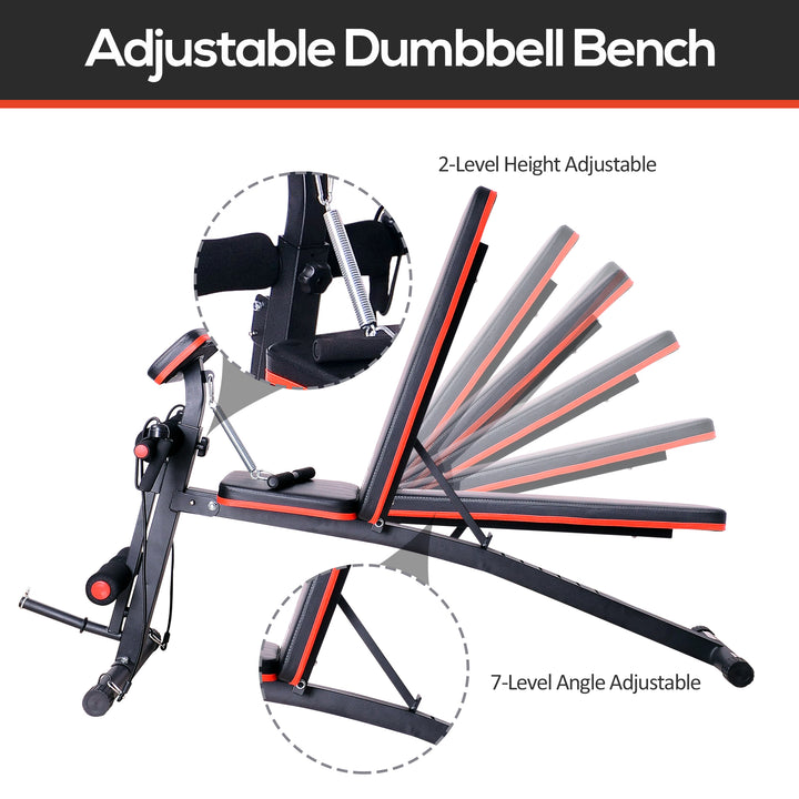 MCL Adjustable Reclined Dumbbell Bench Weight Lifting Set Folding Sit Up Ab Bench Home Training Gym Multiuse Workout Exercise Fitness with 2 x 4kg Dumbbells