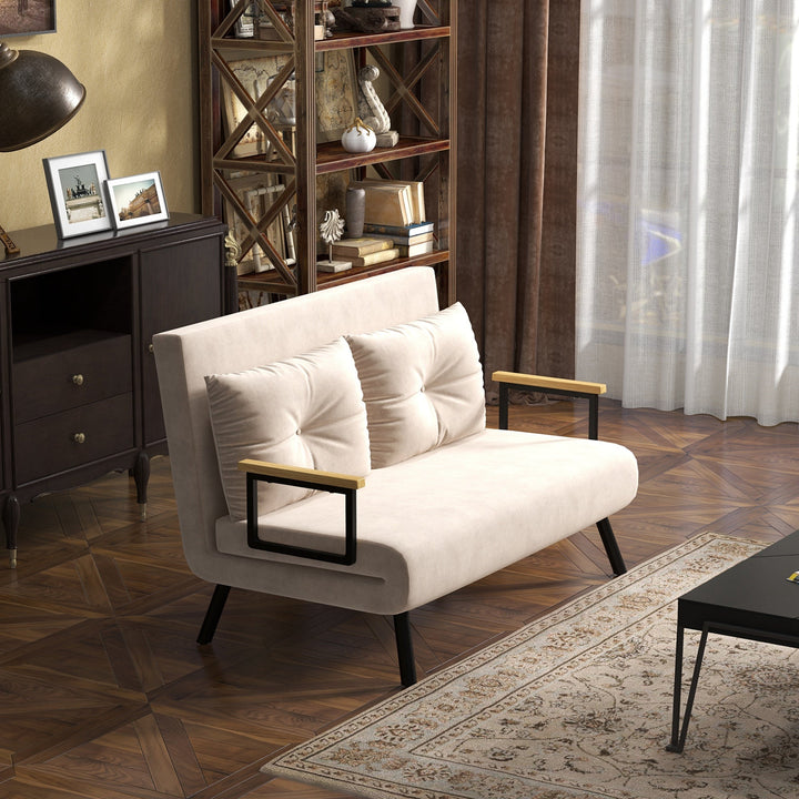 4-in-1 Velvet-Feel Double Sofa Bed, with Pillows