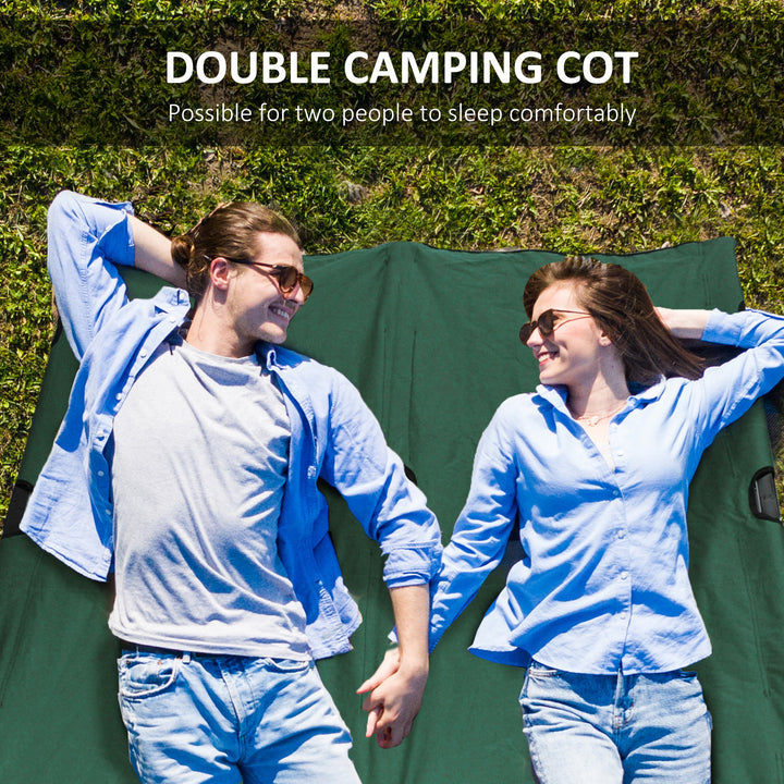 Double Camping Cot Bed, with Bag - Green