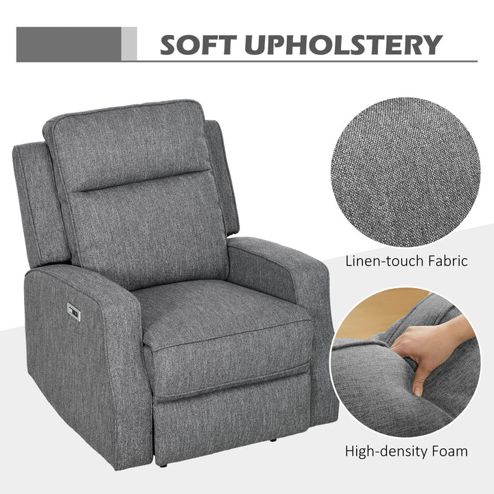 150° Electric Reclining Chair, with USB port and Footrest - Charcoal Grey