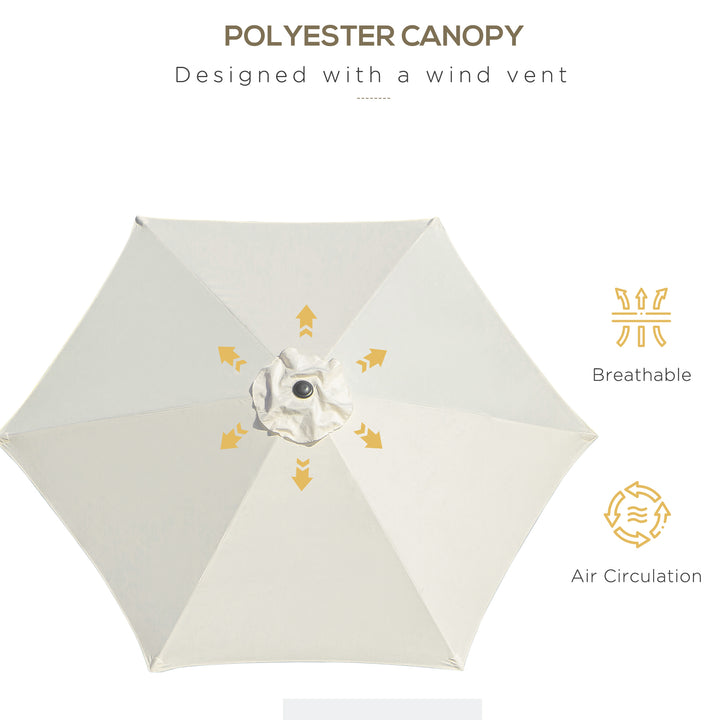 2.6M Garden Parasol Umbrella with Tilt and Crank, Outdoor Sun Parasol Sunshade Shelter with Aluminium Frame, Cream White