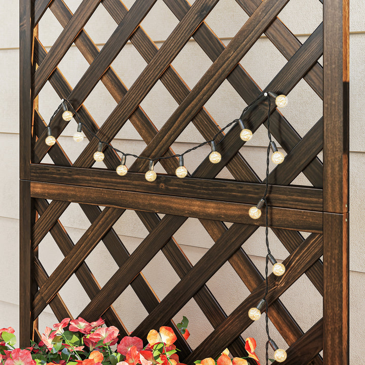 MCL Garden Planter with Trellis, 45L Raised Bed for Climbing Plants, Vines, Flowers, Outdoor Planter Box for Patio, 72.5 x 31.5 x 149.5 cm, Carbonised Finish