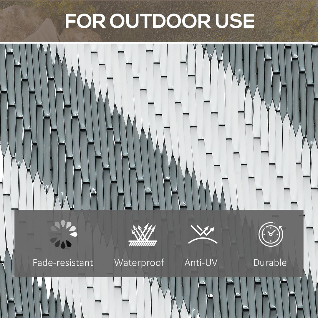 Outdoor Rug Reversible Mat Plastic Straw Rug Portable RV Camping Mat for Garden Picnic Indoor, 152x243cm, Light Grey